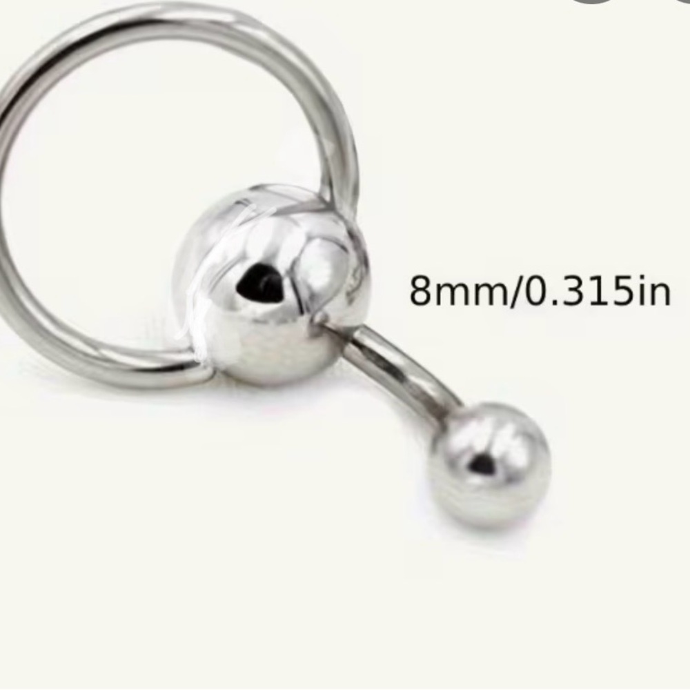 Stainless Steel Captive Bellybutton Ring with Curved Barbell
